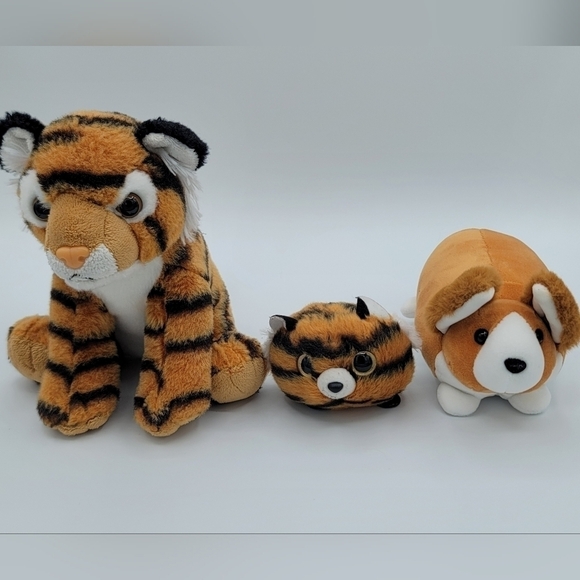 Stuffed Animal Trio Tigers & Douglas Corgi Stuffies Soft Toy #800 - Picture 2 of 15